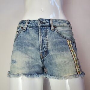 Free People Boho Button-Fly Jean Shorts